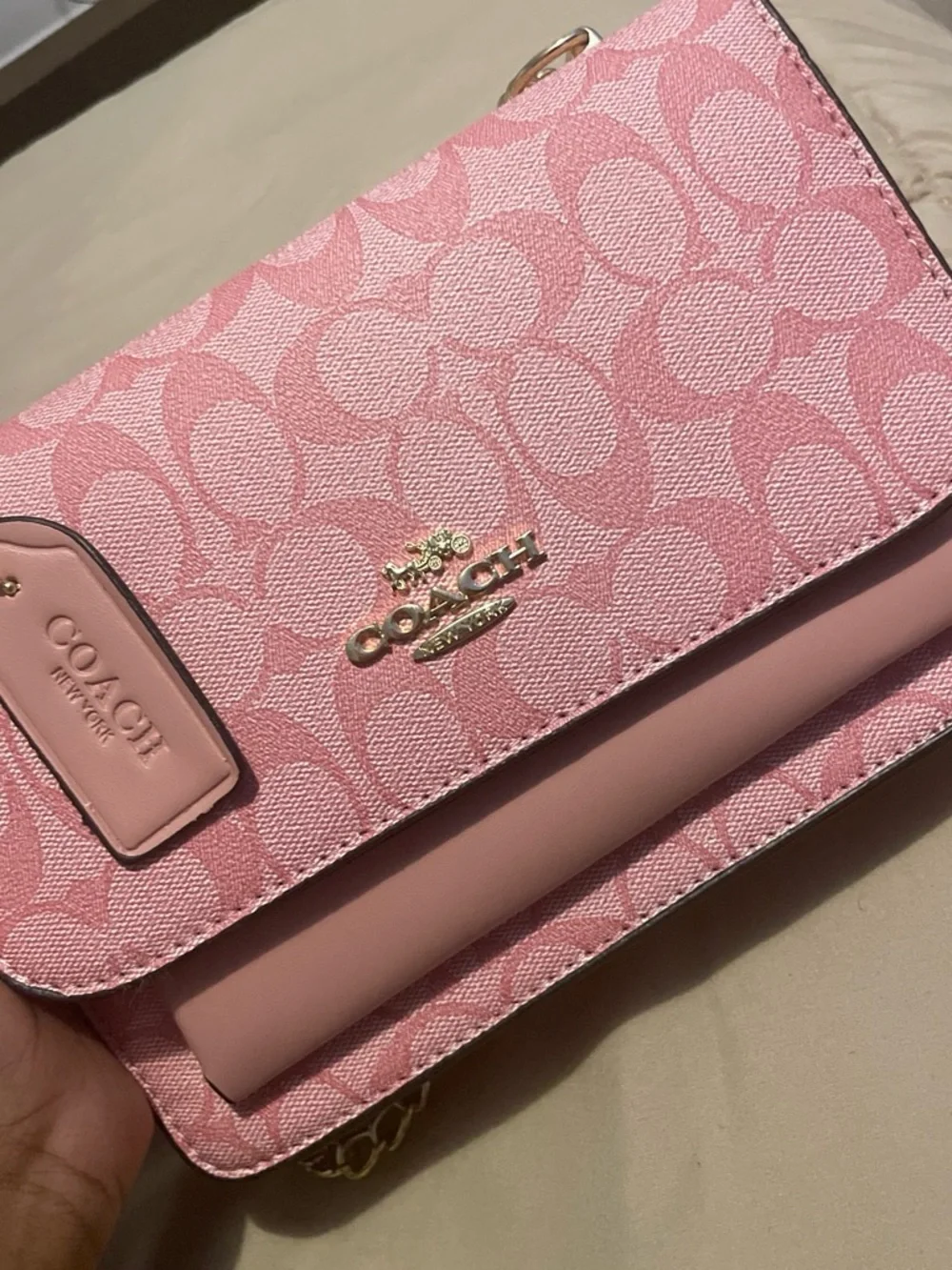 Coach Pink Signature Chain Crossbody
